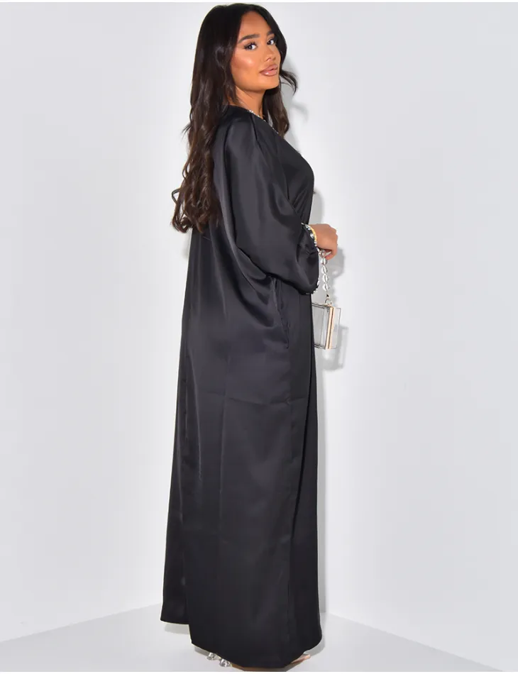 Abaya ample à cristaux sur les bordures / 59639 - JEANS INDUSTRY