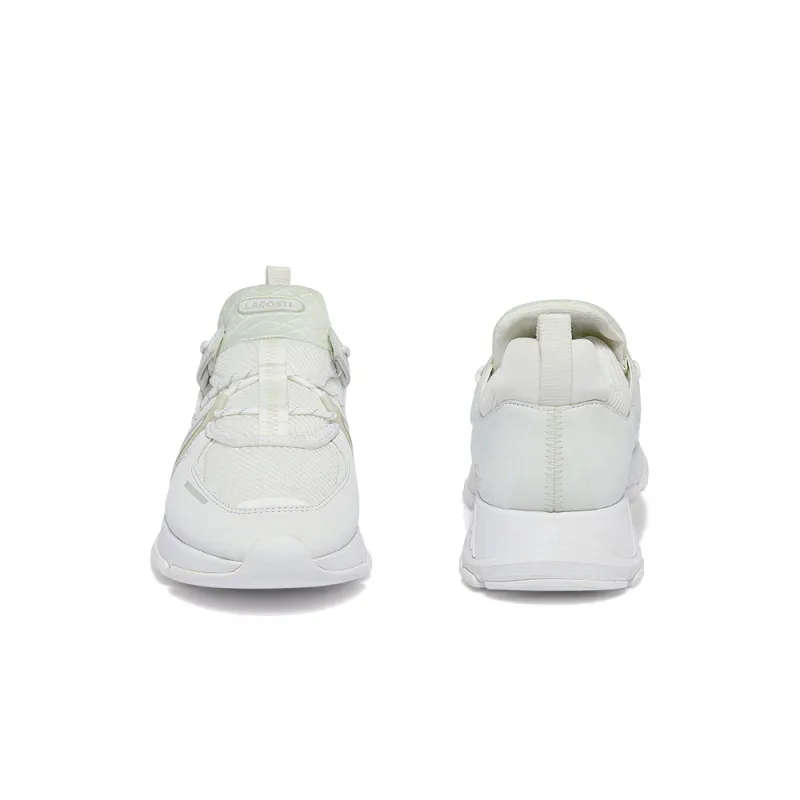 BASKETS LACOSTE L003 EN TEXTILE BLANCHES ET BEIGES