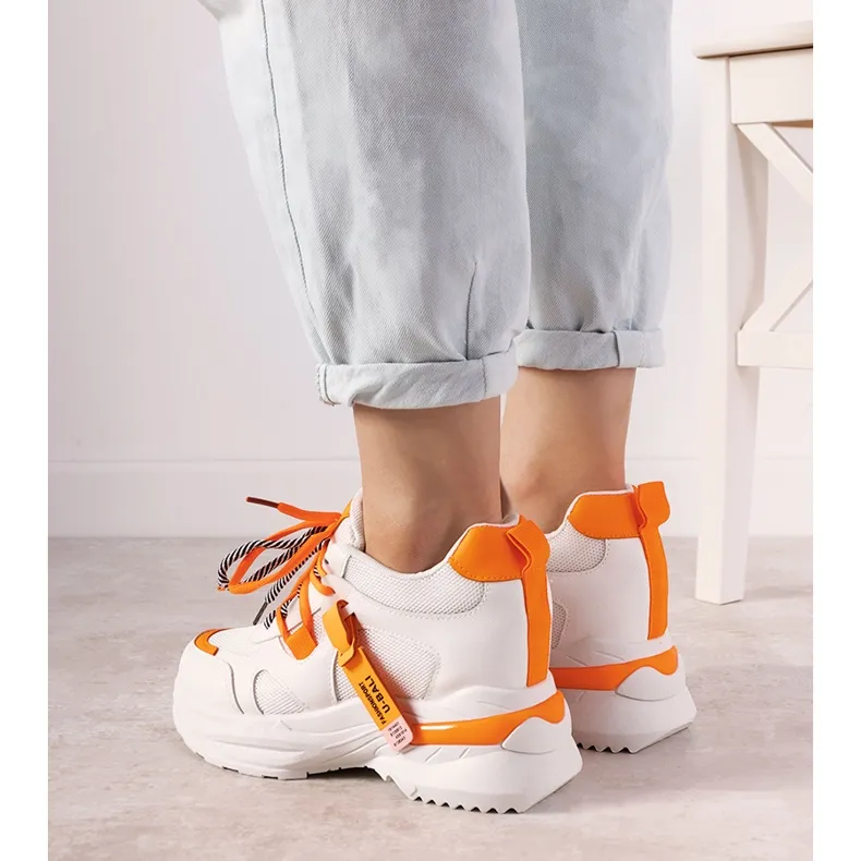 Baskets orange et blanches avec double laçage One Chance