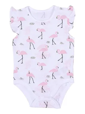 Body bébé sans manches , Flamants roses Kitikate - Blanc