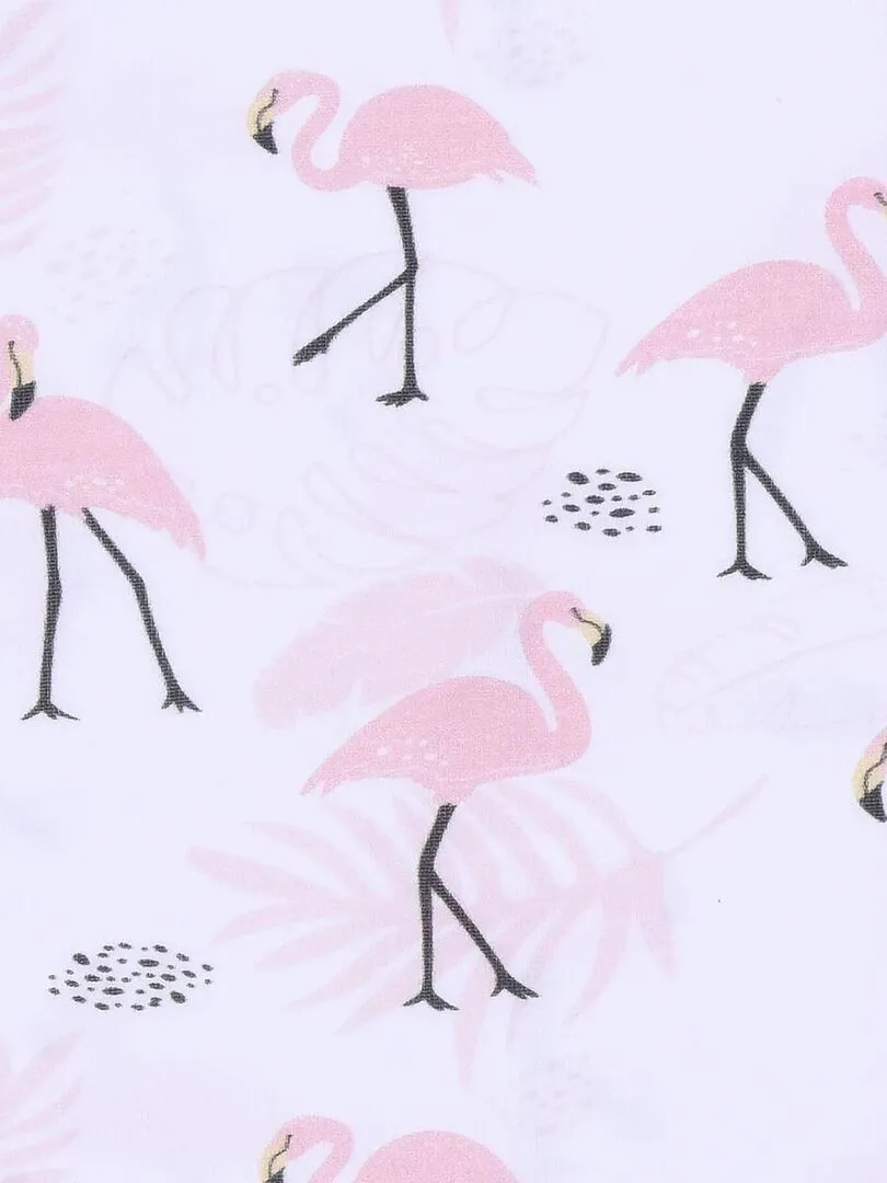 Body bébé sans manches , Flamants roses Kitikate - Blanc