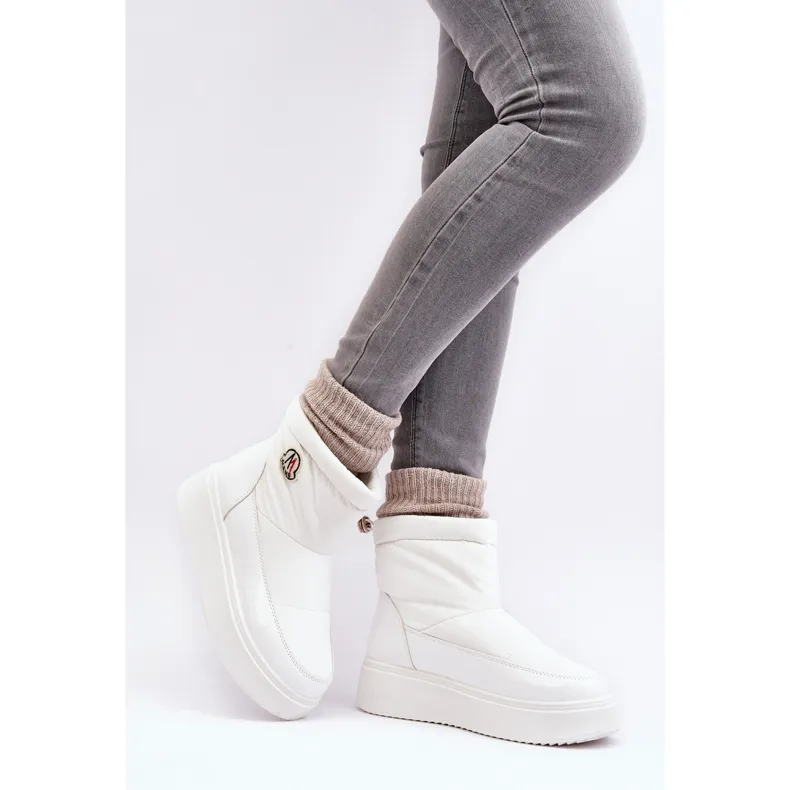 Bottes de neige à enfiler à plateforme pour femmes, blanc Gattea blanche