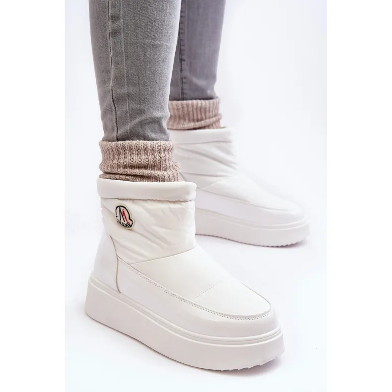 Bottes de neige à enfiler à plateforme pour femmes, blanc Gattea blanche