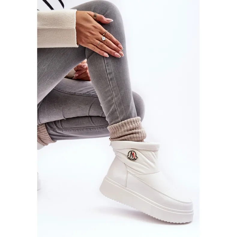 Bottes de neige à enfiler à plateforme pour femmes, blanc Gattea blanche