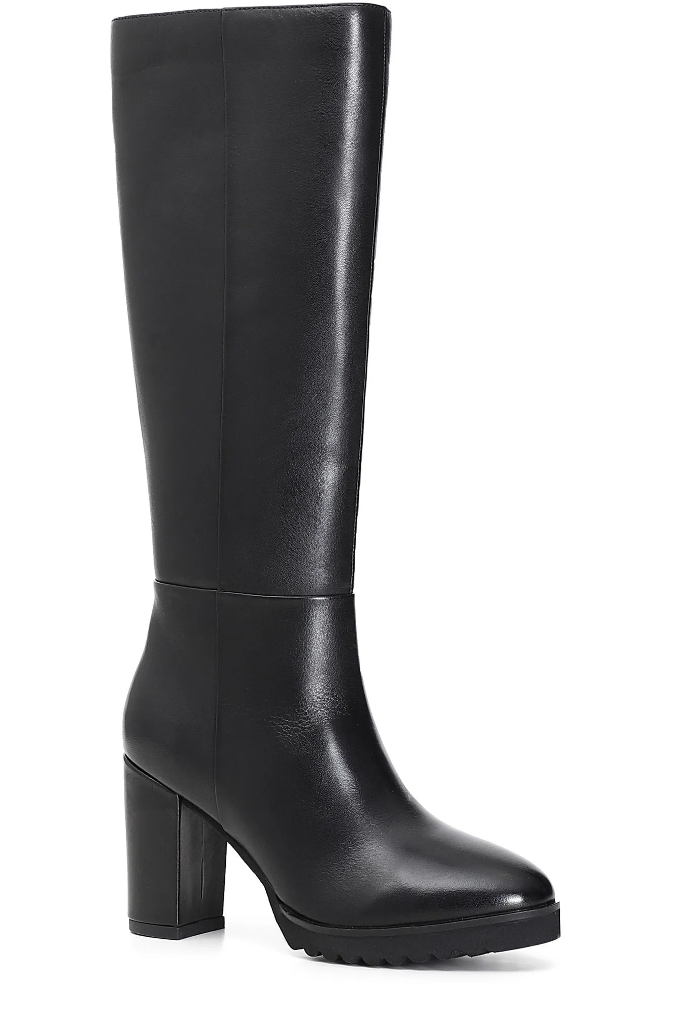 bottes en cuir à haut talon et tige rigide - CafèNoir