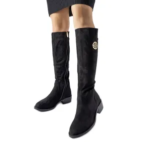 Bottes longues et chaudes en éco-suède noires le noir