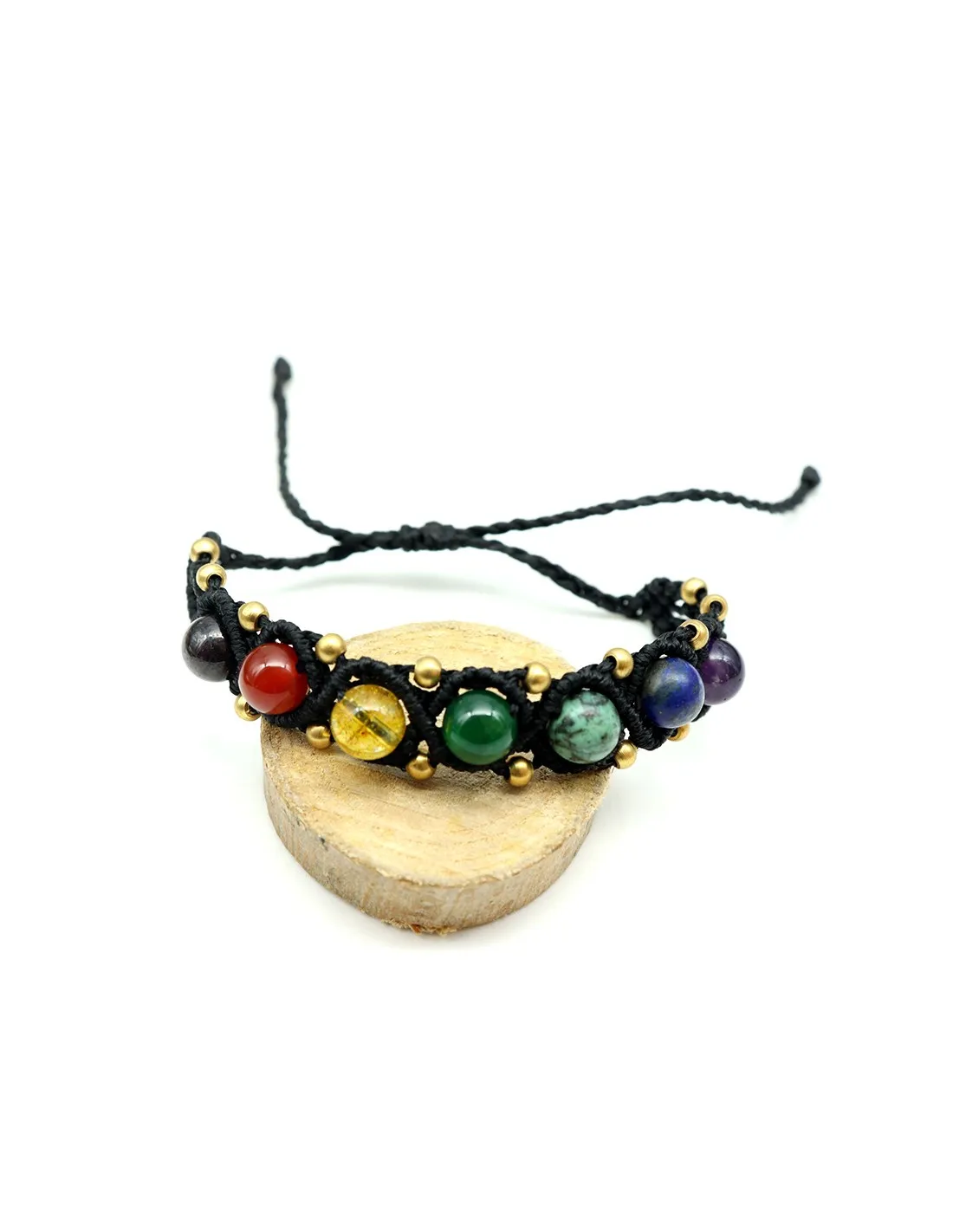 Bracelet 7 chakras macramé noir