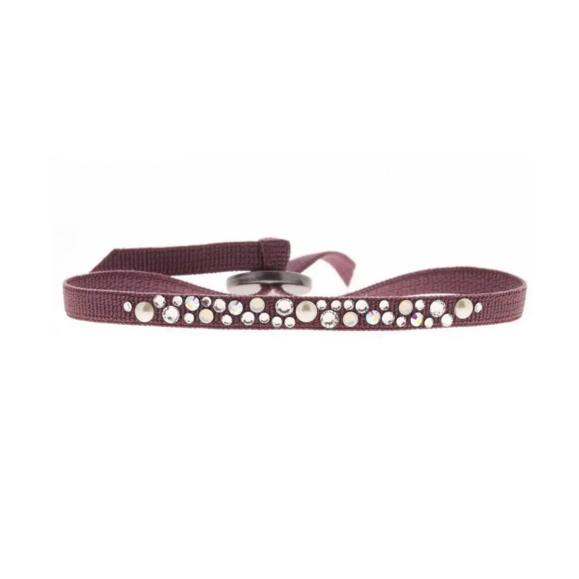 Bracelet Les Interchangeables A36661 - Bracelet Tissu Rose Cristaux Swarovski Les Interchangeables | 3 Suisses