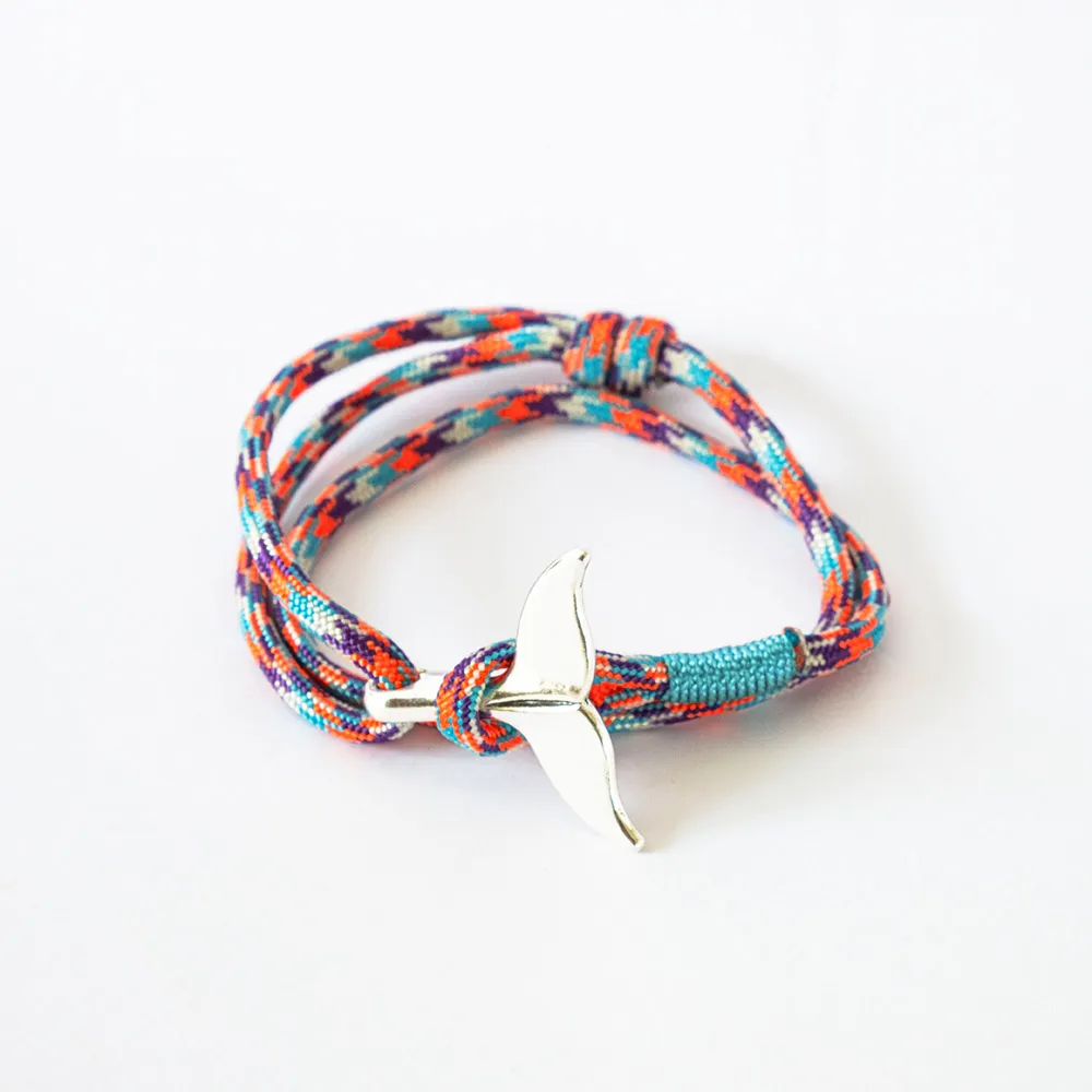 Bracelet queue de baleine bleu et rose