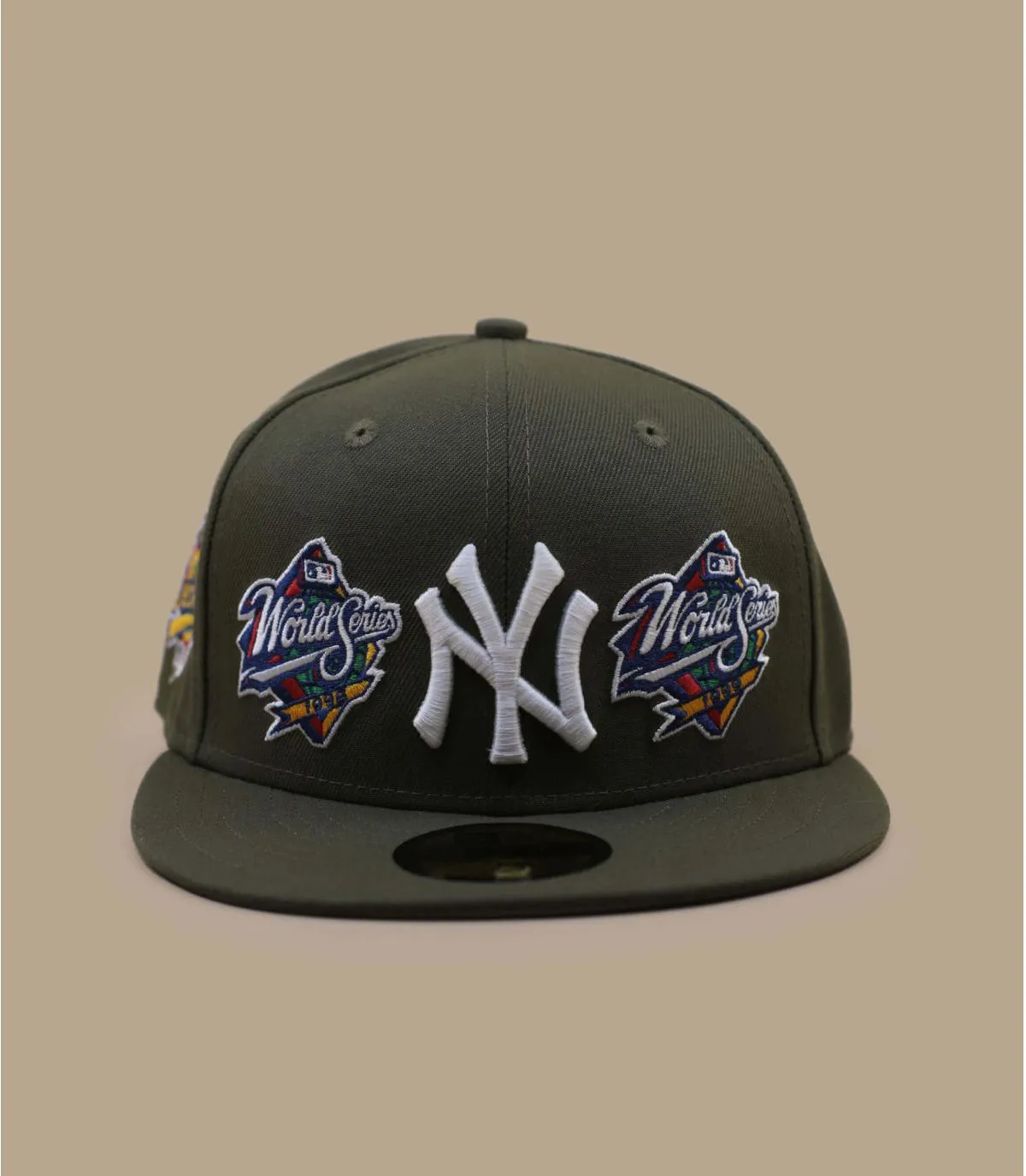 Casquette fitted NY patch khaki - Casquette World Series Patch MLB 59Fifty NY olive New Era : Headict