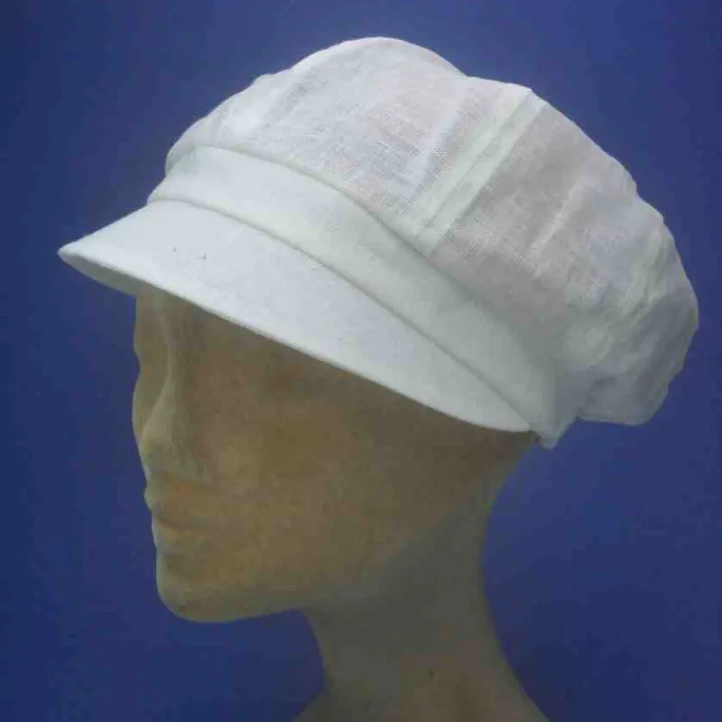 Casquette gavroche en lin coloris blanc | Casquette d'été femme