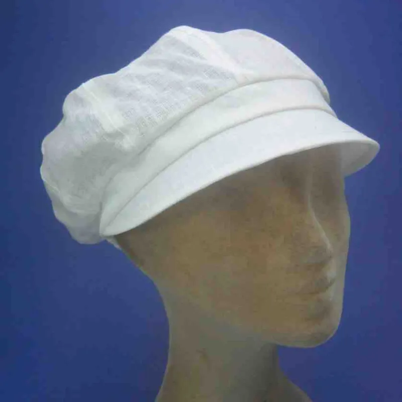 Casquette gavroche en lin coloris blanc | Casquette d'été femme