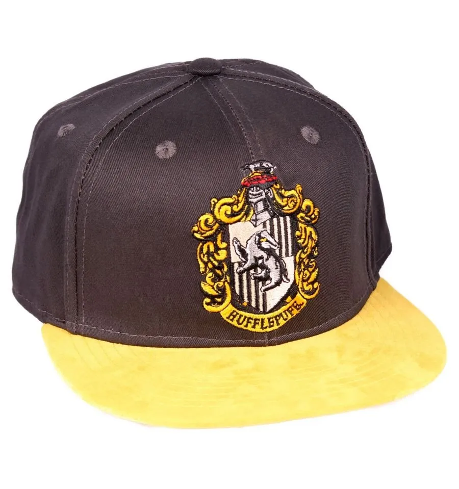 Casquette Poufsouffle Blason Harry Potter grise visière jaune