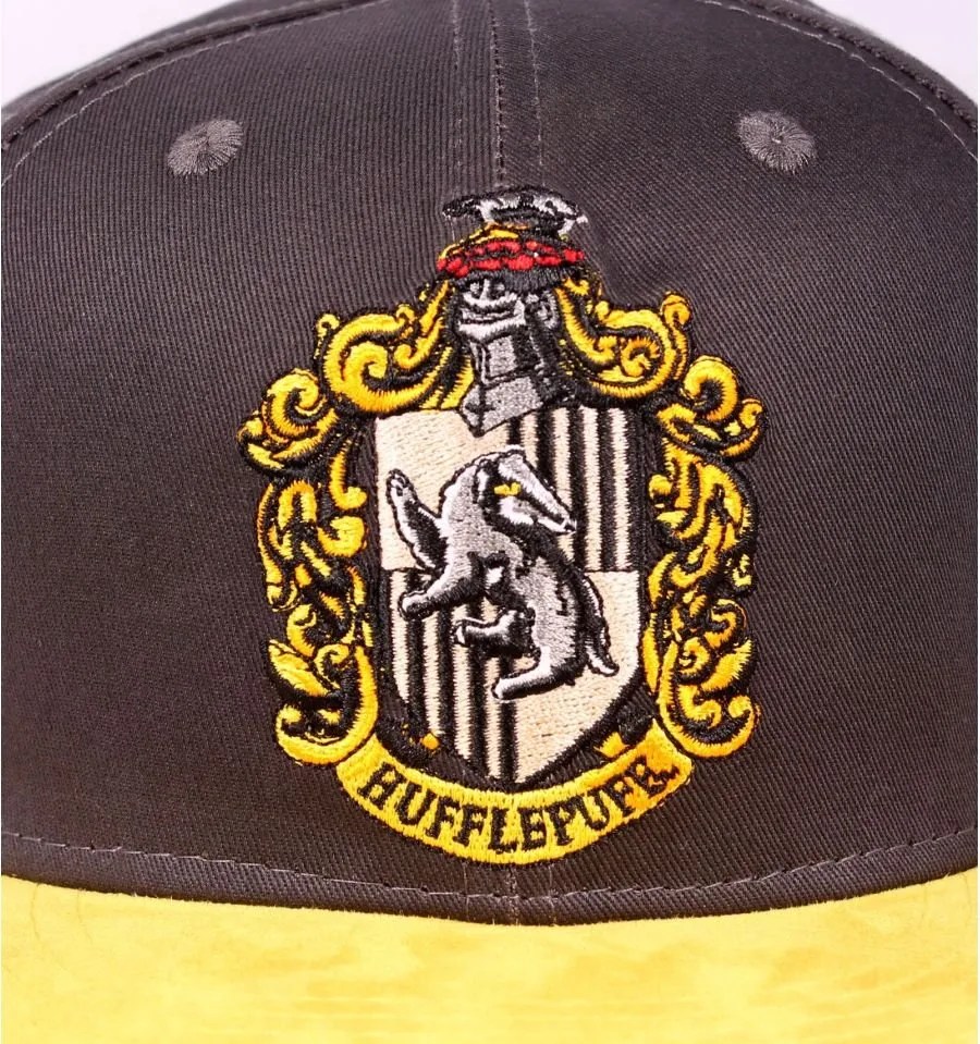 Casquette Poufsouffle Blason Harry Potter grise visière jaune