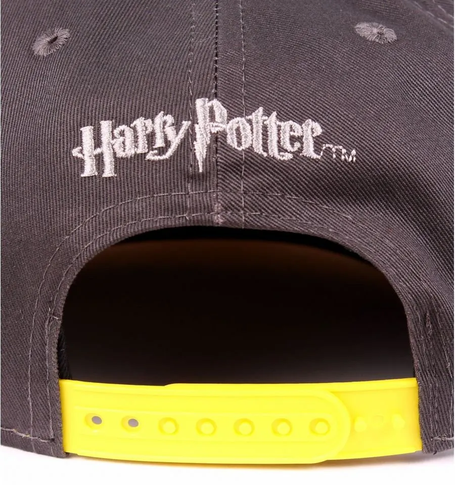 Casquette Poufsouffle Blason Harry Potter grise visière jaune