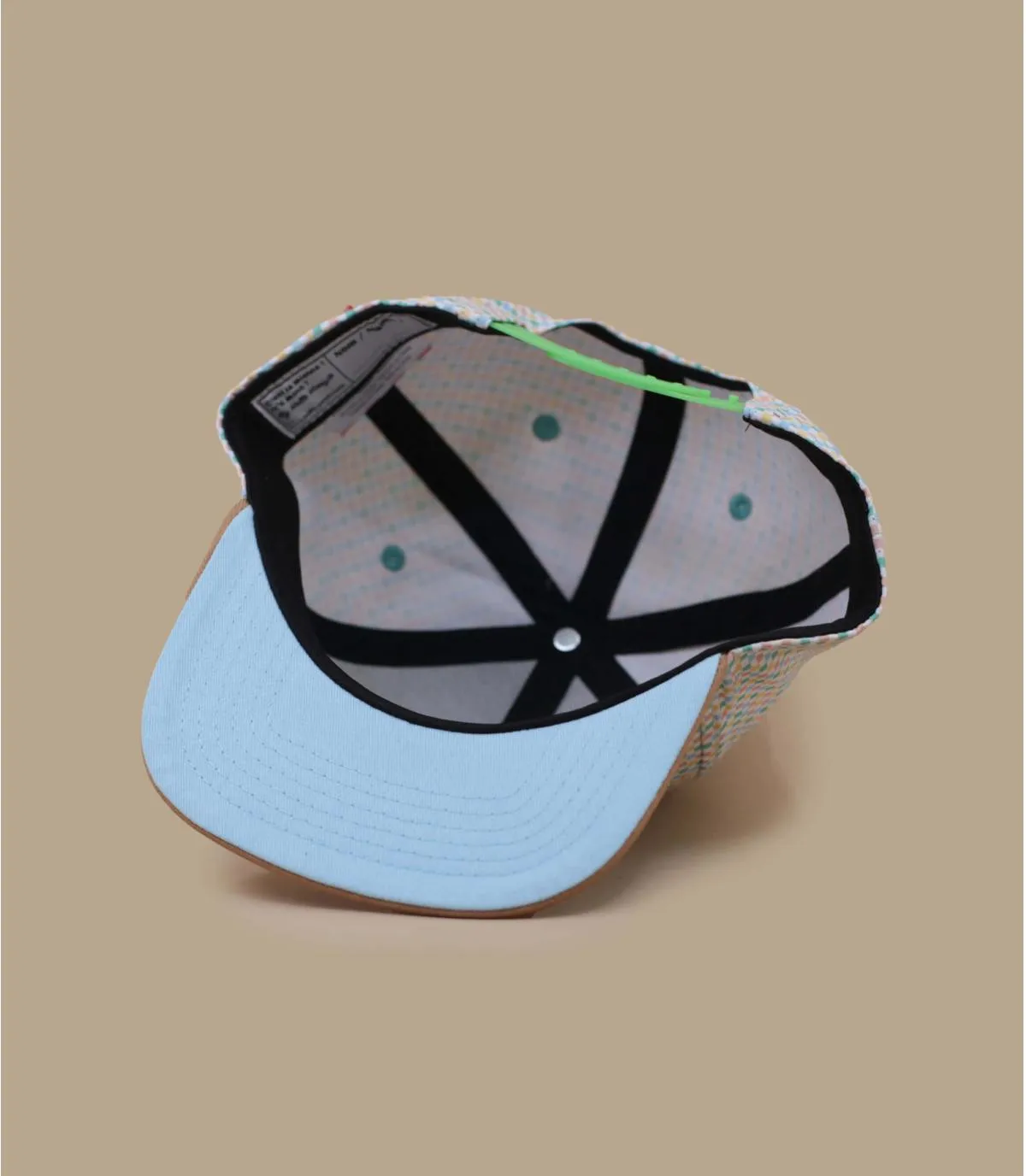 Casquette snapback enfant vert imprimé carrés - Snapback Square Hello Hossy : Headict