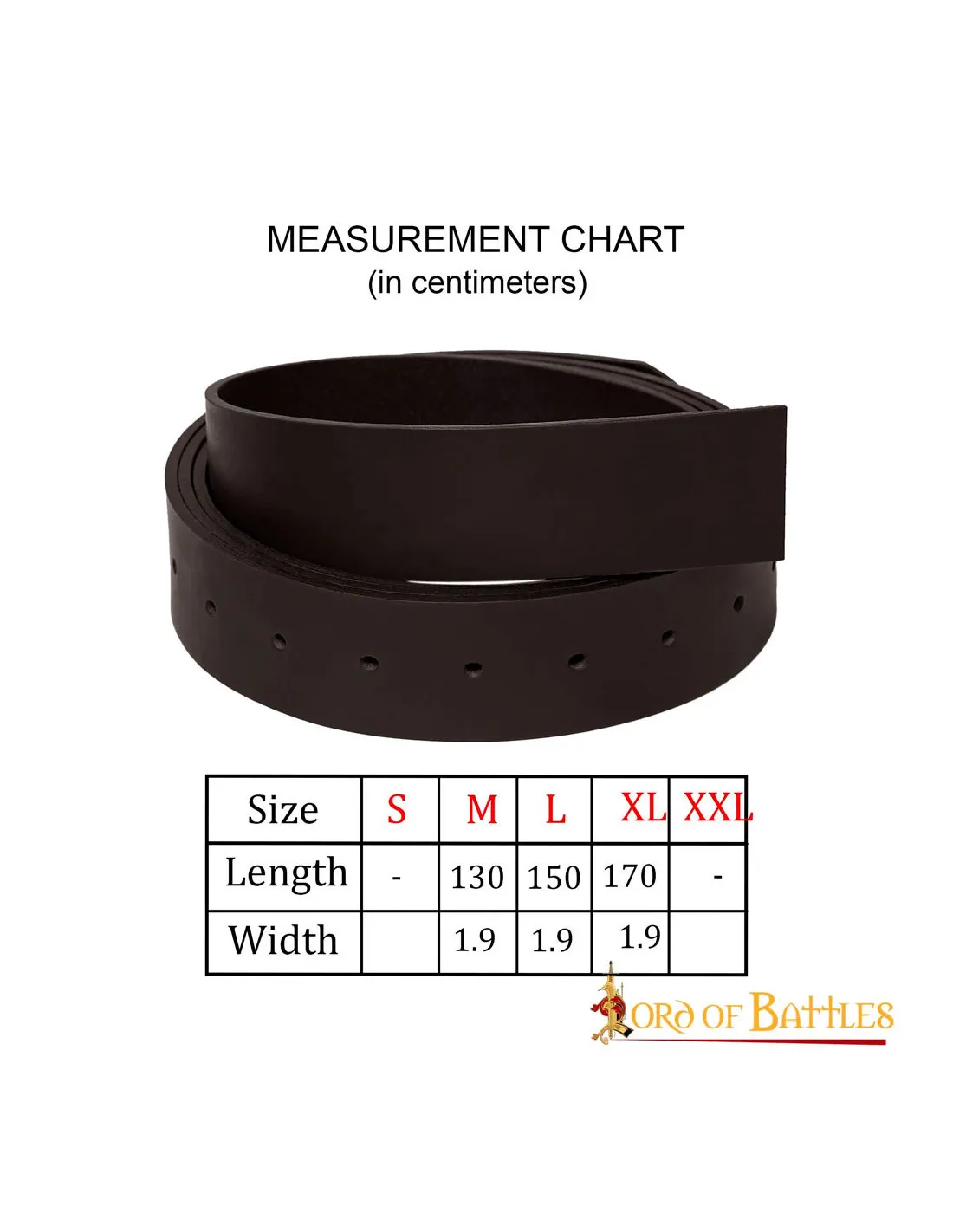 Ceinture médiévale en cuir lisse sans boucle, marron ⚔️ Boutique Épées