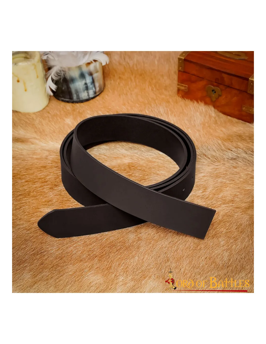 Ceinture médiévale en cuir lisse sans boucle, marron ⚔️ Boutique Épées