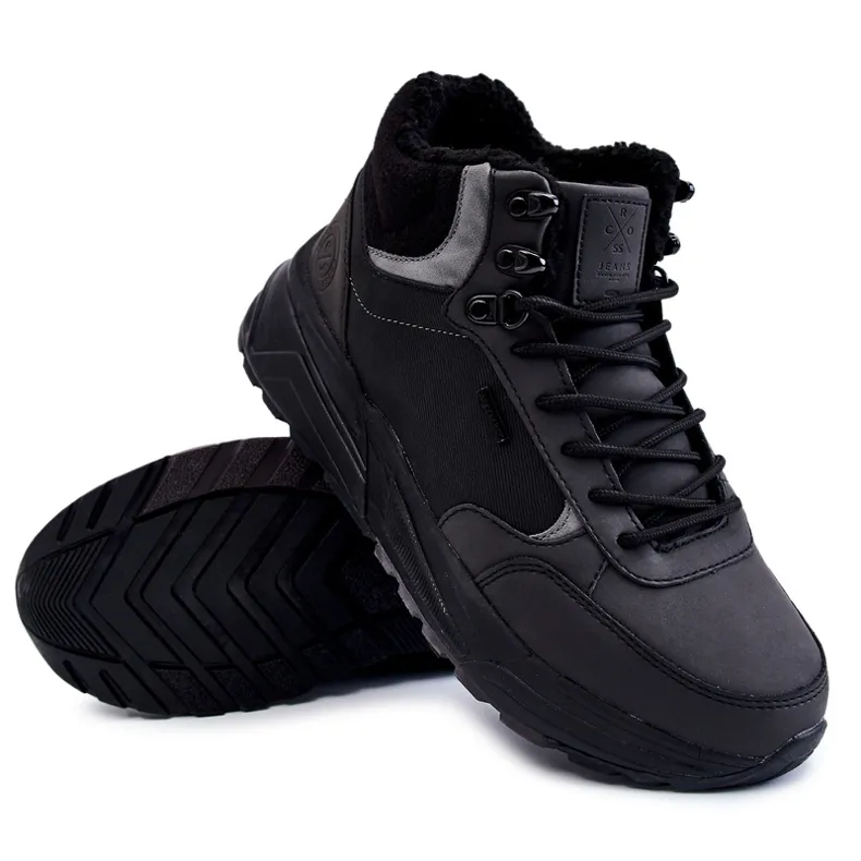 Chaussures de trekking chaudes pour hommes Cross Jeans KK1R4031C Noir le noir