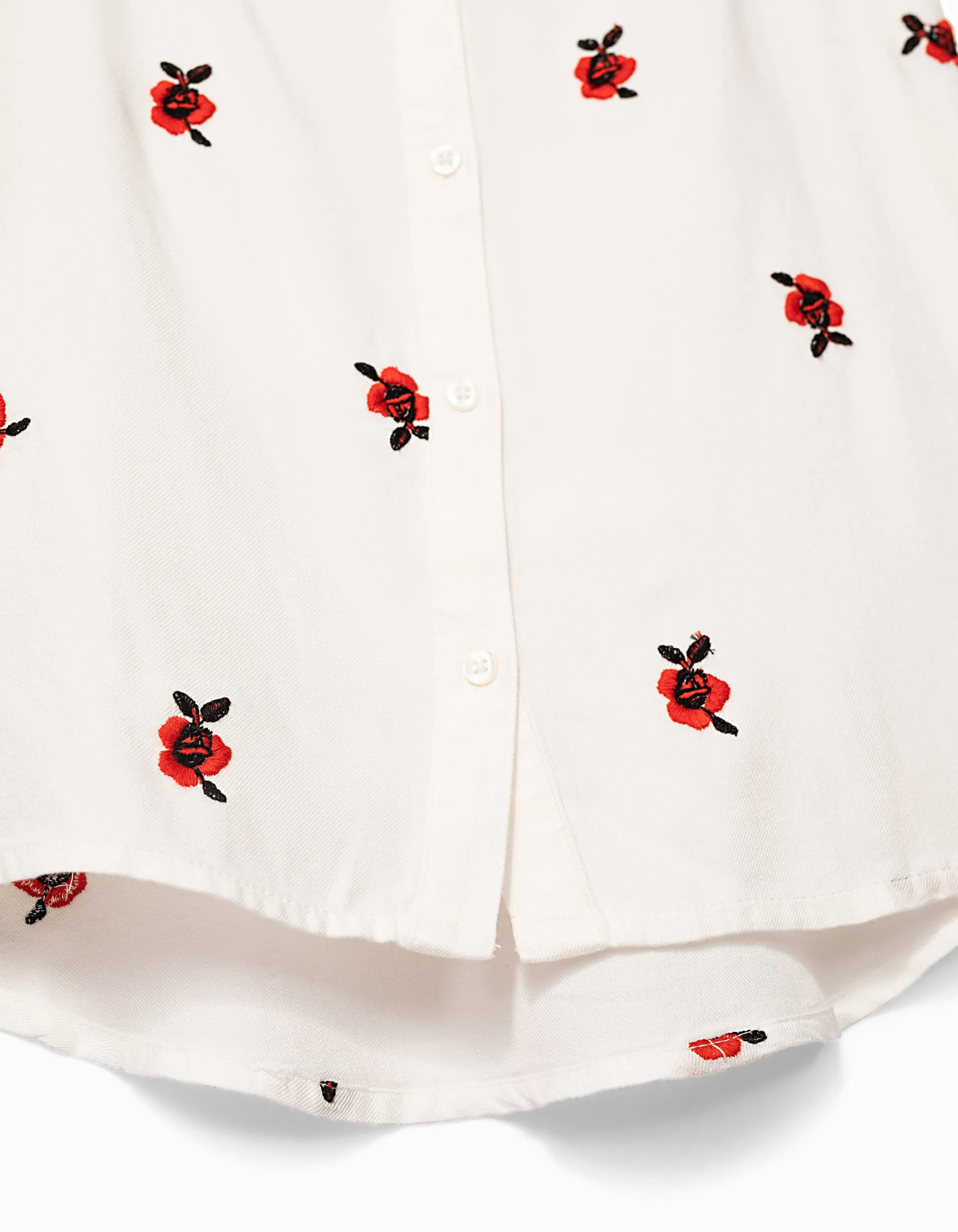 Chemise blanche à volants brodée fleurs fille