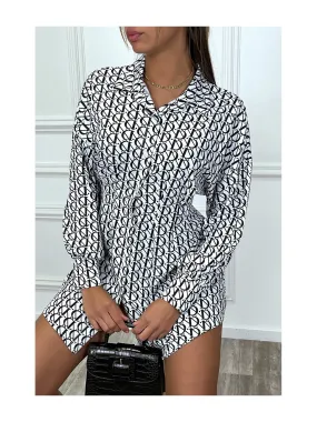 Chemise blanche cintré à la taille avec motif D