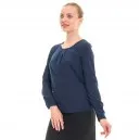 Chemise de service crêpe bleue manches longues femme - TOPTEX