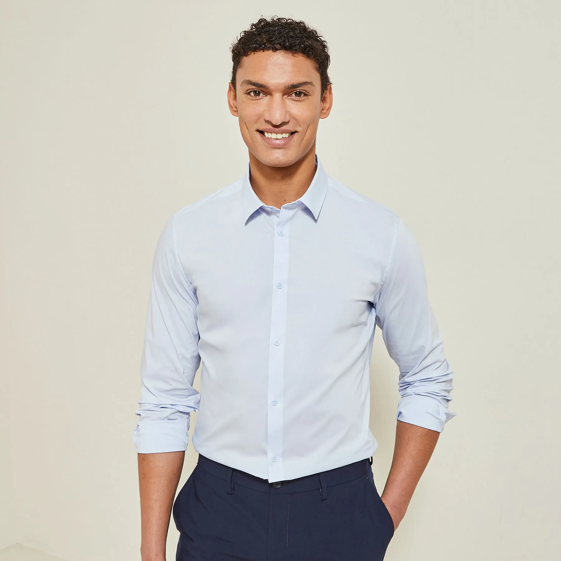 Chemise en polyamide recyclé extra slim Bleu clair | Jules