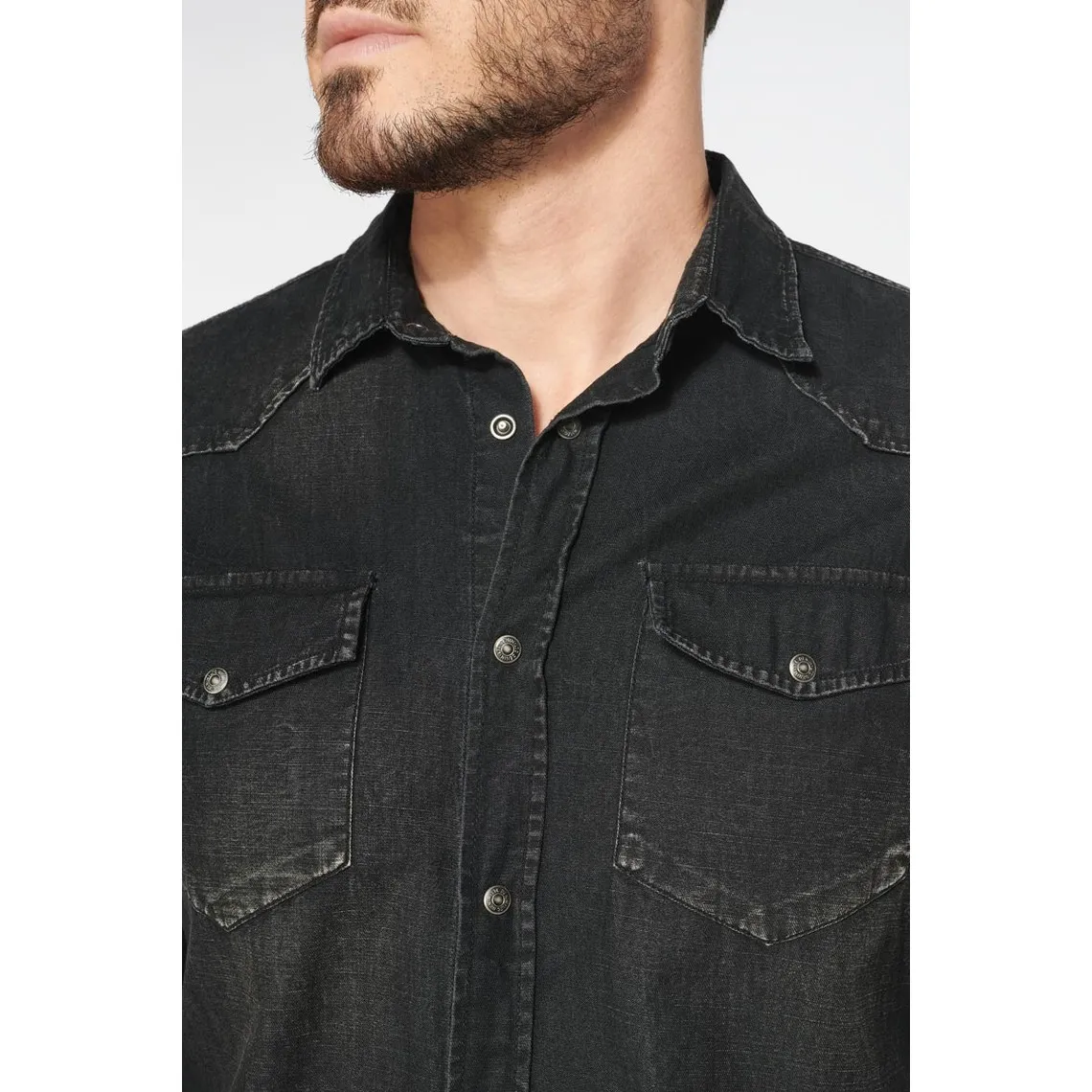 Chemise Juanito en jeans noir délavé | 3 Suisses