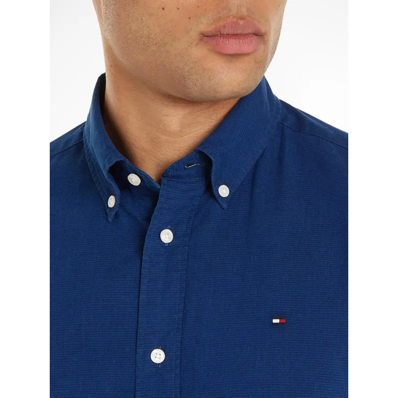 Chemise manches courtes fake solid bleu homme - Tommy Hilfiger | wimod