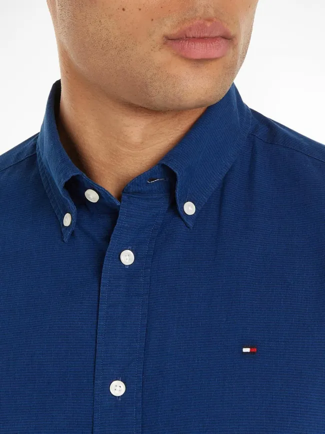 Chemise manches courtes fake solid bleu homme - Tommy Hilfiger | wimod