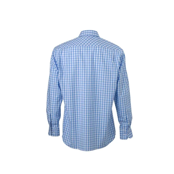 chemise manches longues carreaux vichy HOMME JN617 - bleu glacier 