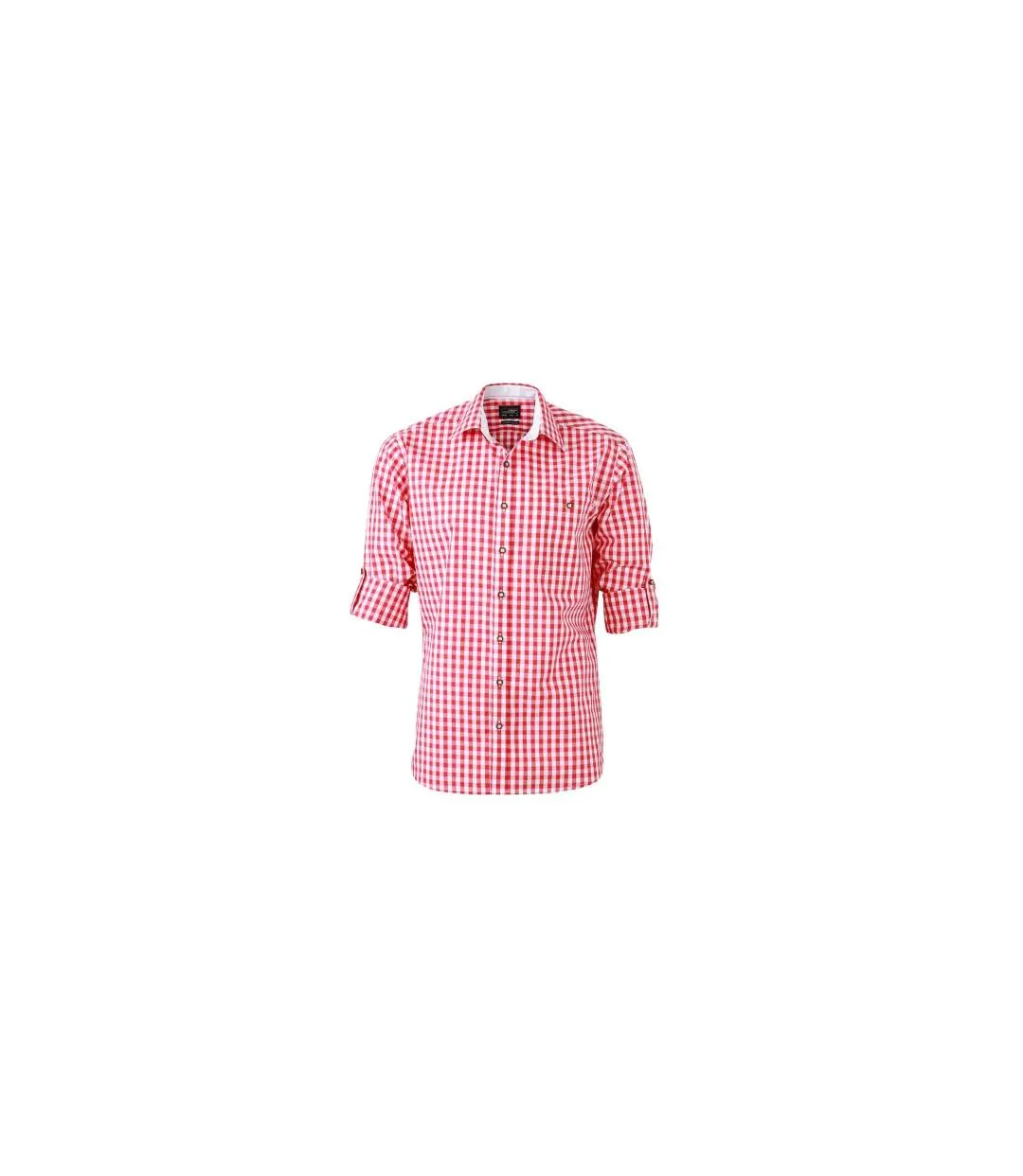 chemise manches longues à carreaux - JN638 - HOMME - rouge et blanc