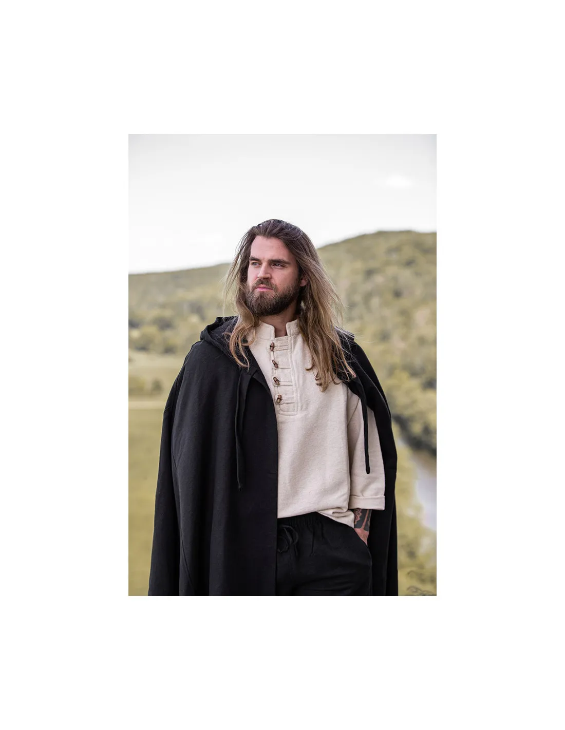 Chemise médiévale en coton épais modèle Anton, naturel ⚔️ Boutique Épées