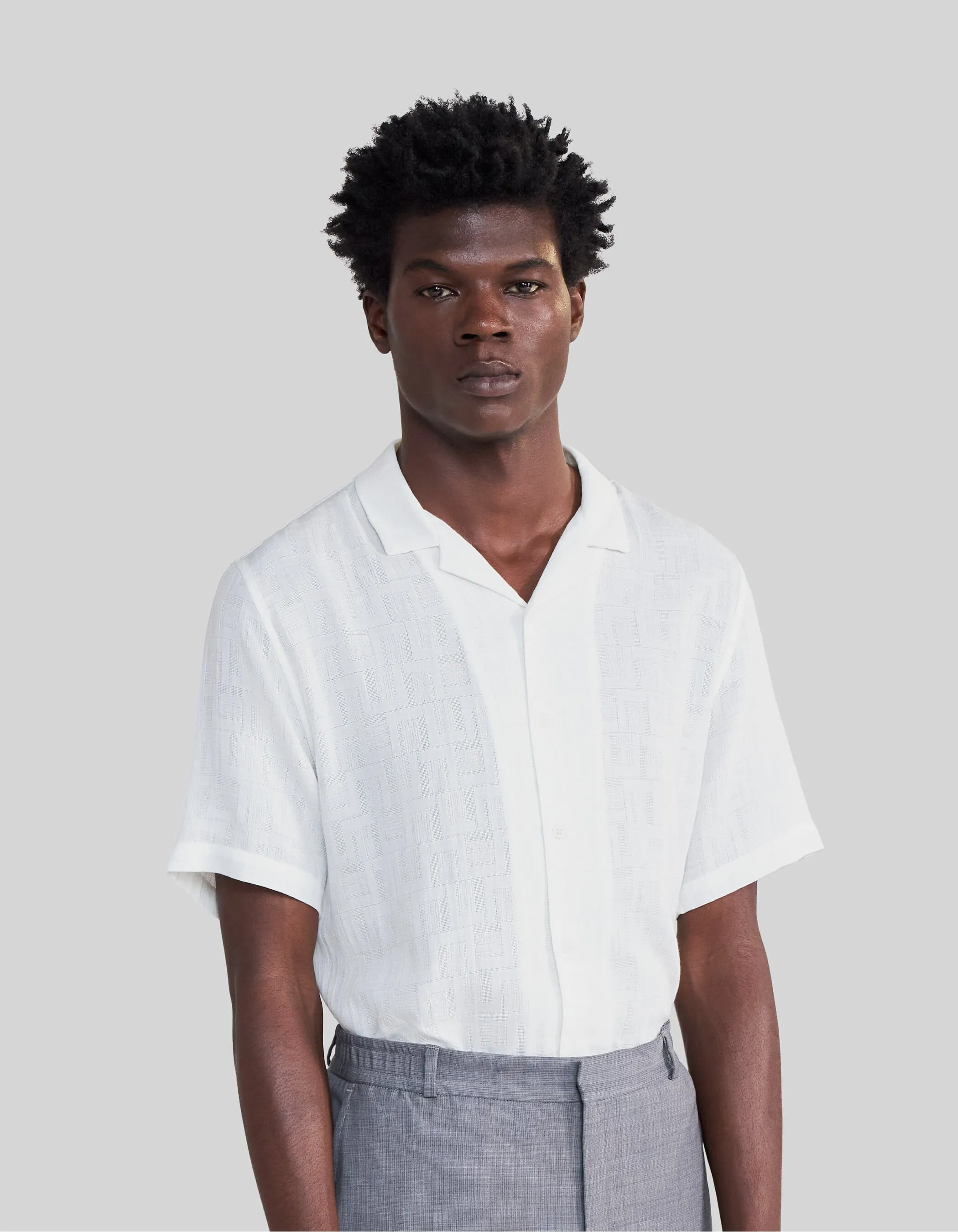 Chemise REGULAR blanc cassé armurée Homme