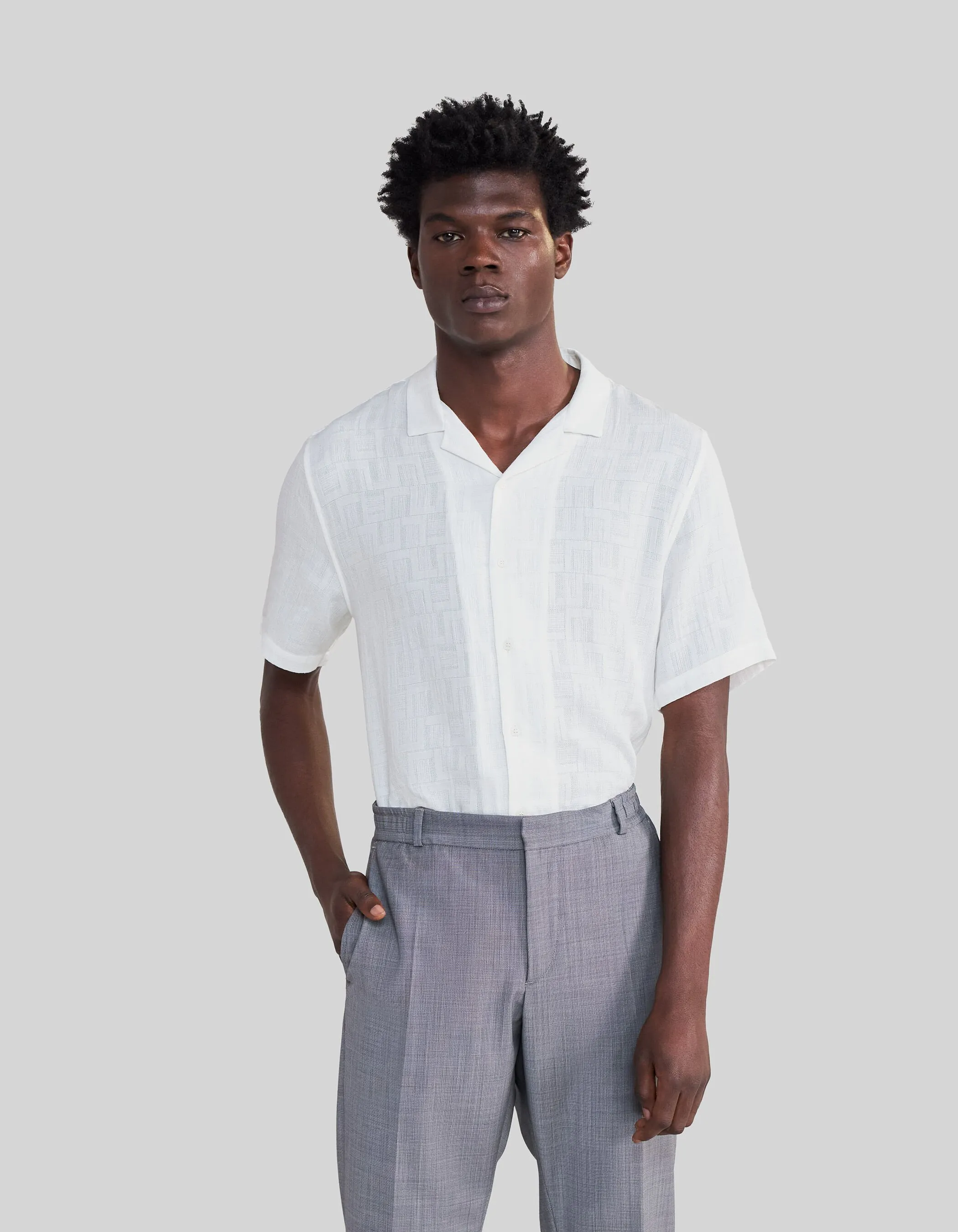 Chemise REGULAR blanc cassé armurée Homme