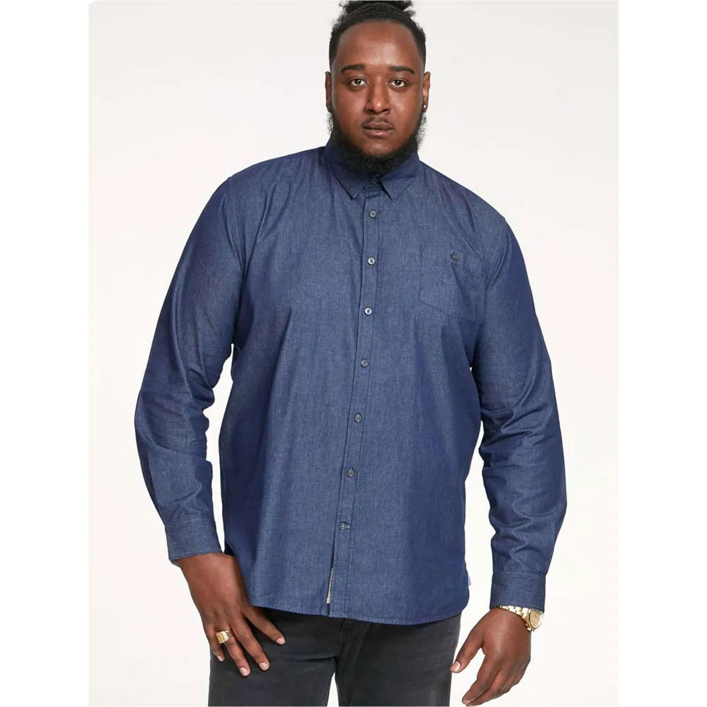 Chemise Unie Effet Denim Grande Taille 3XL-6XL - Style et Confort par D555