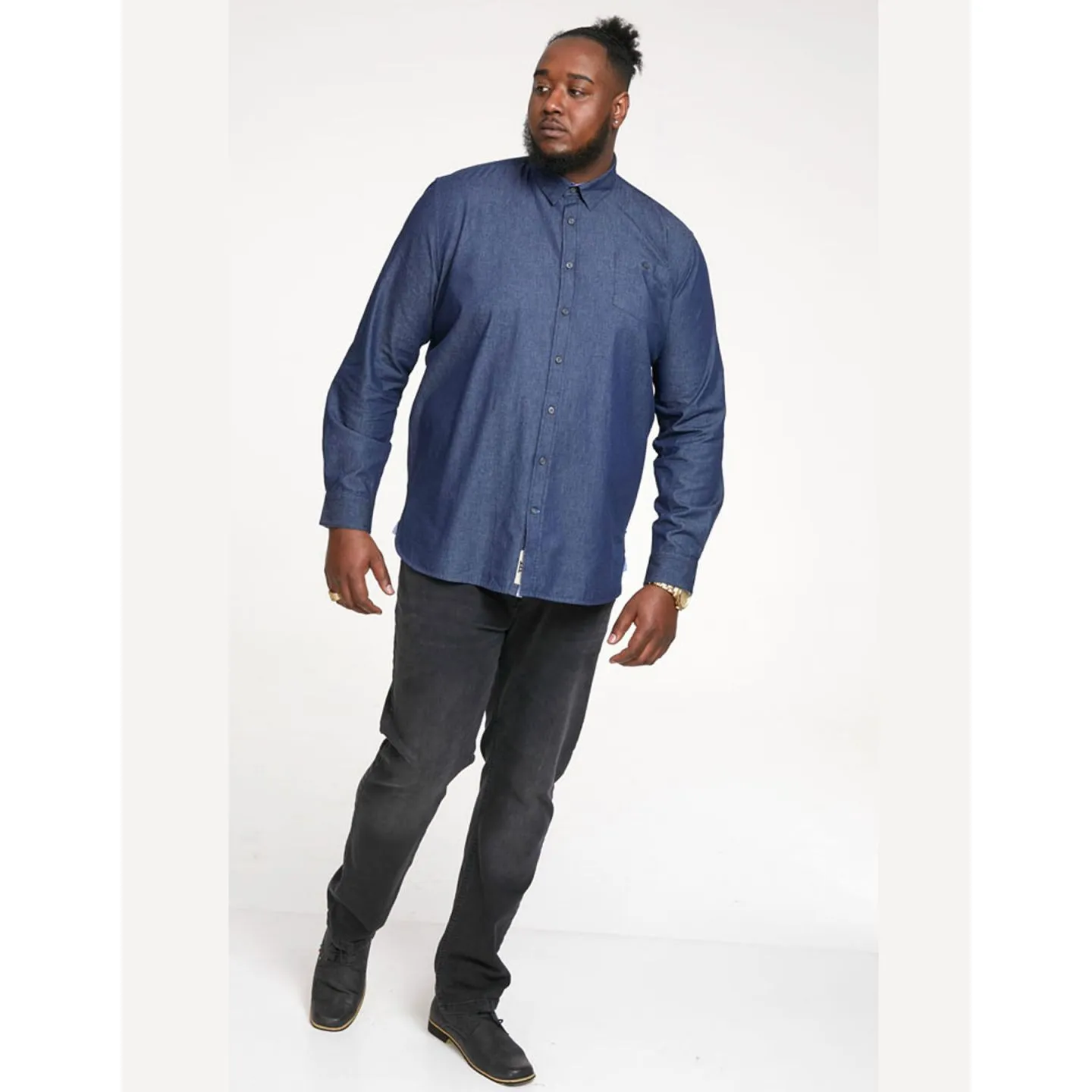 Chemise Unie Effet Denim Grande Taille 3XL-6XL - Style et Confort par D555