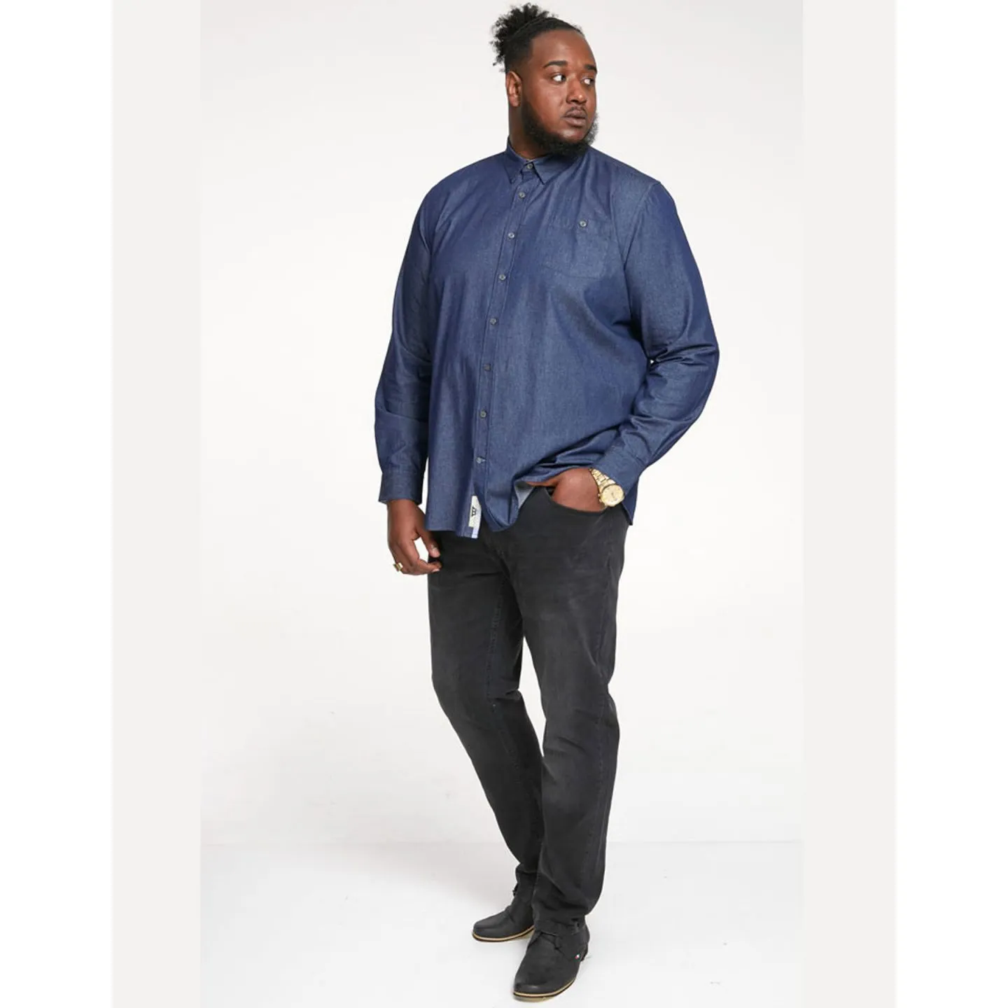 Chemise Unie Effet Denim Grande Taille 3XL-6XL - Style et Confort par D555