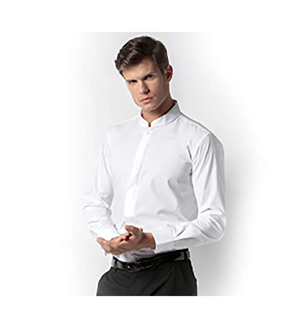 Chemise à manches longues et col mandarin homme blanc Kariban