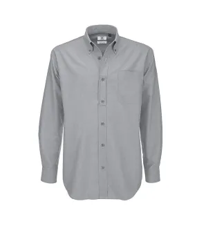 Chemise à manches longues oxford homme lune argentée B&C