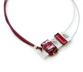 Collier Mosaïk complexe Rouge