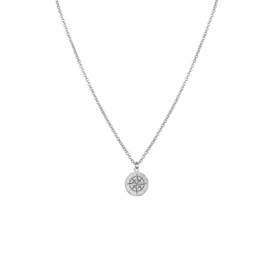 Collier médaillon boussole argent