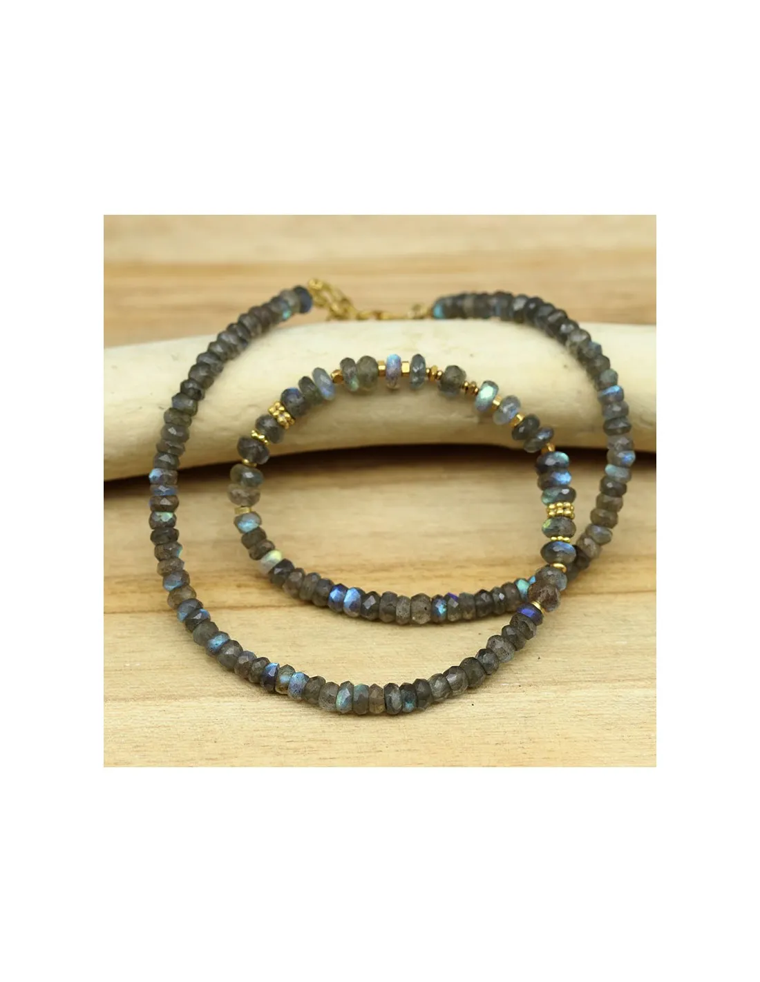 Collier pierres labradorites facettées