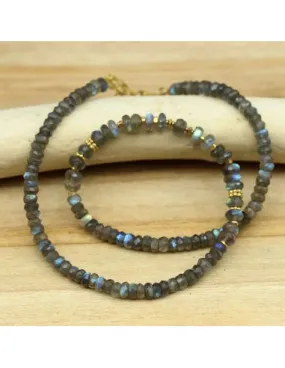 Collier pierres labradorites facettées