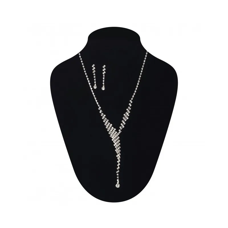 Collier strass argent avec boucles assorties