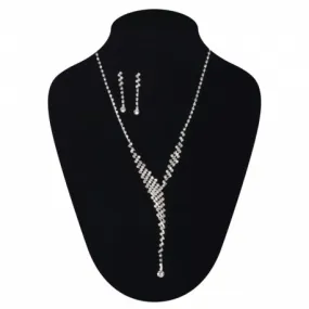 Collier strass argent avec boucles assorties