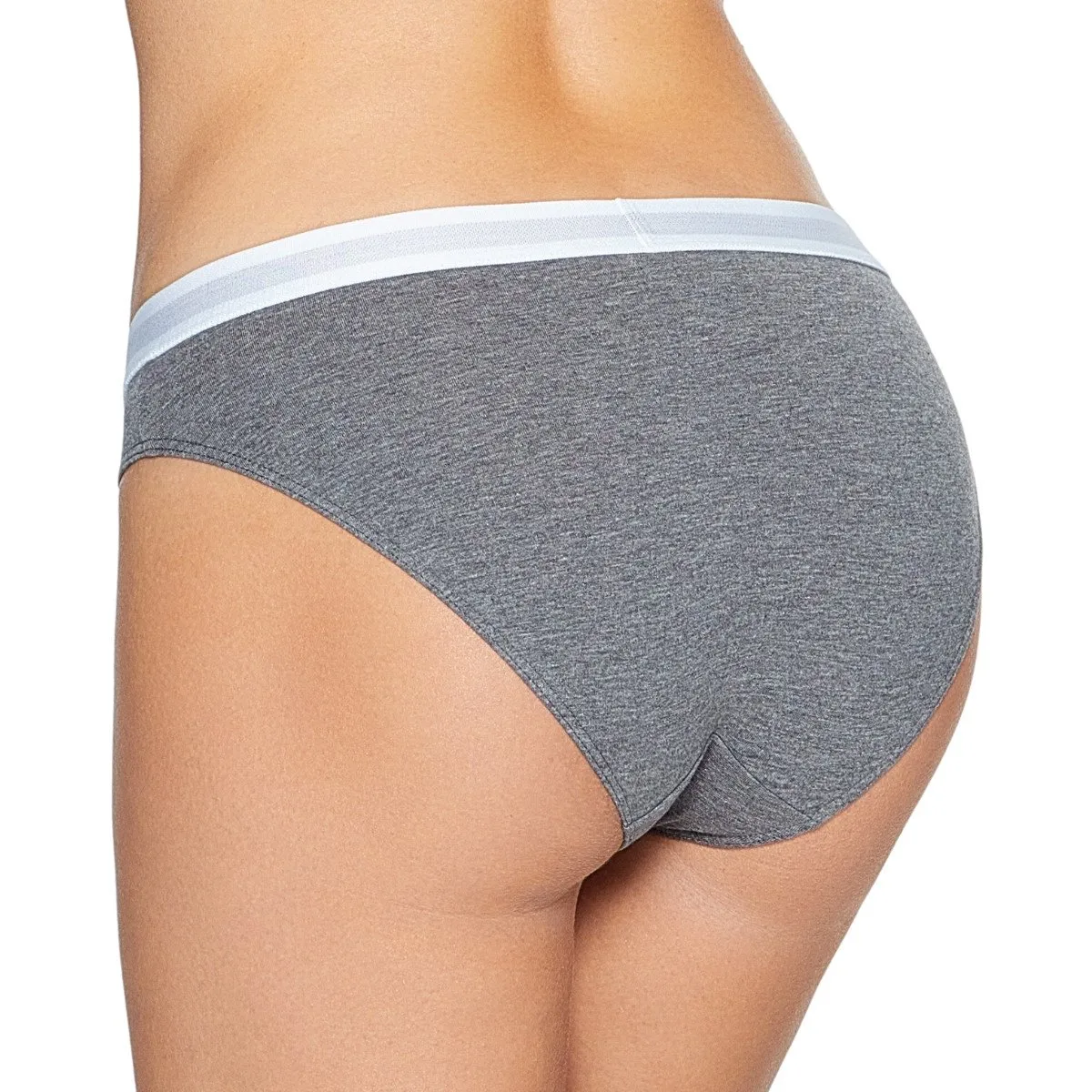 Culotte femme grise à ceinture élastique blanche d'Eden Park