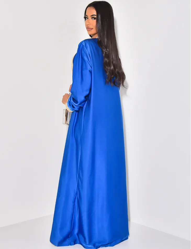 Ensemble robe et kimono long en satin à bordures dorées / 59653 - JEANS INDUSTRY