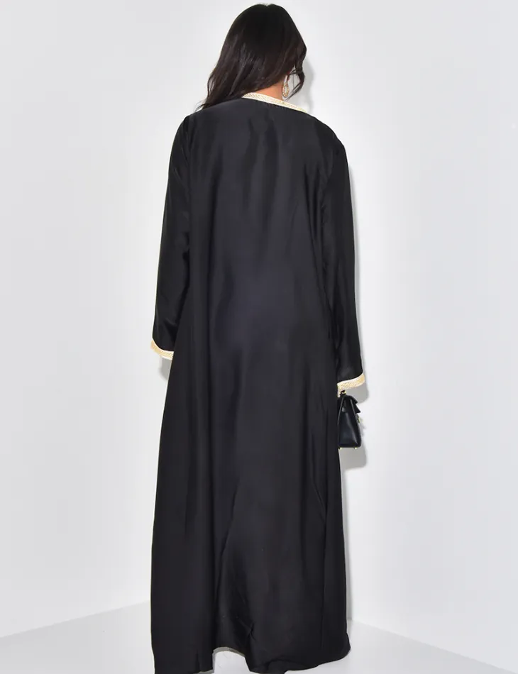 Ensemble robe et kimono long en satin à bordures dorées / 59653 - JEANS INDUSTRY