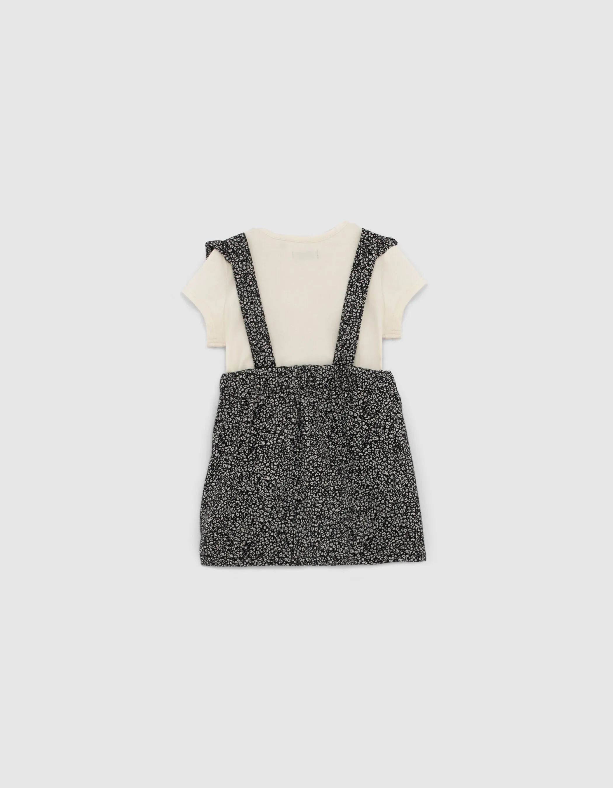 Ensemble robe noire imprimée et body bébé fille